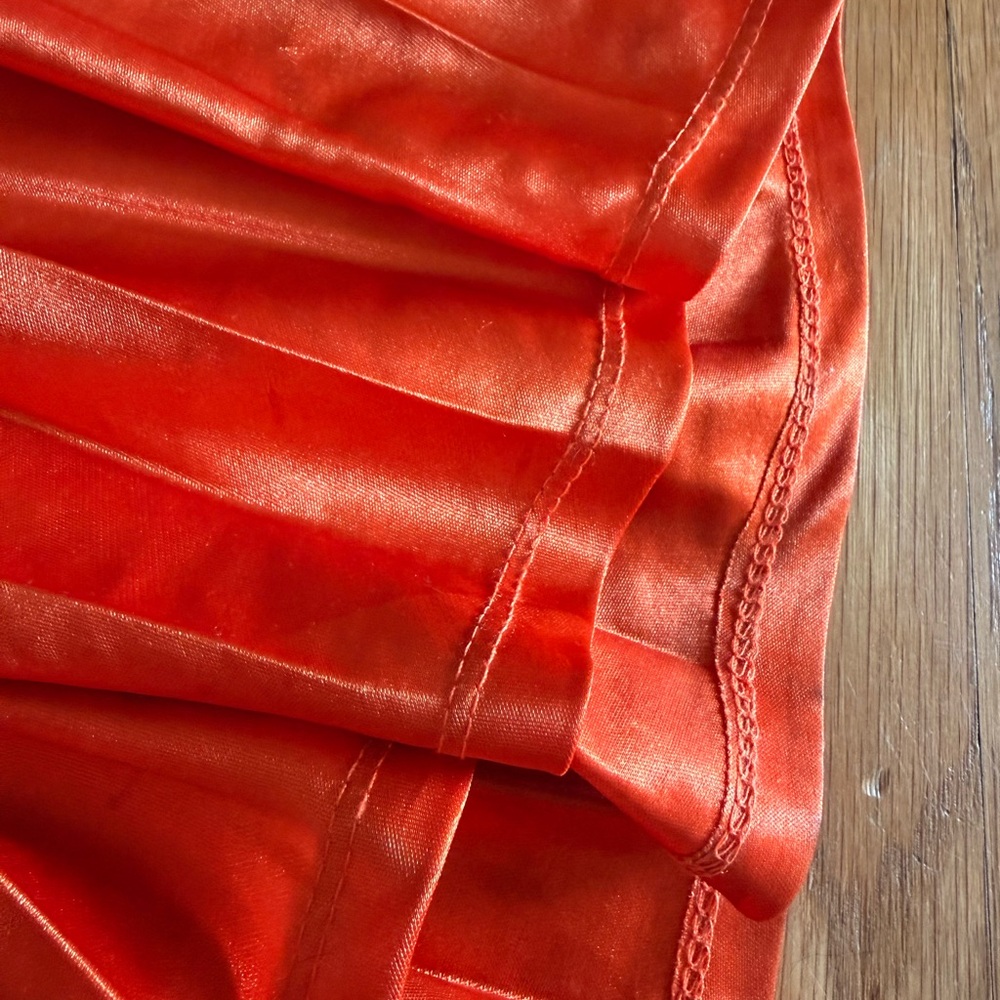 Hello Molly Orange Satin Halter Pleated Maxi Gown - Picture 8 of 8